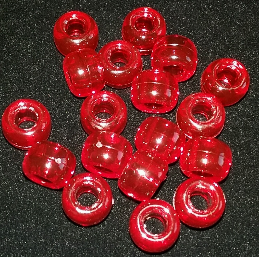 Large Clear Light Red Pony Beads Red Ring Beads Glass Pony Beads